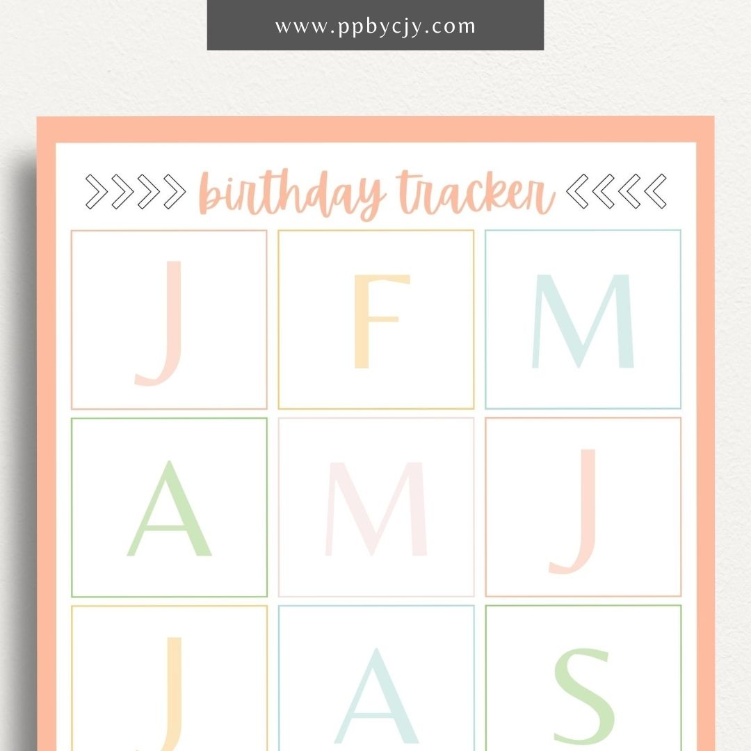 Birthday Reminder List Printable Template – Digital Download for Tracking and Remembering Birthdays