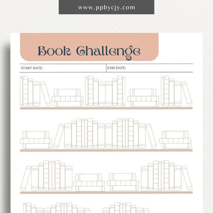 printable template page with columns and rows of books for a reading challenge