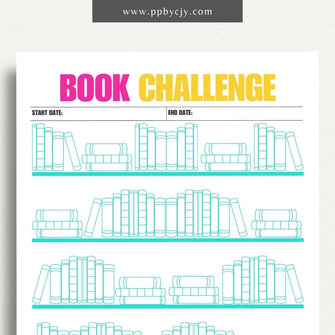 printable template page with columns and rows of books for a reading challenge