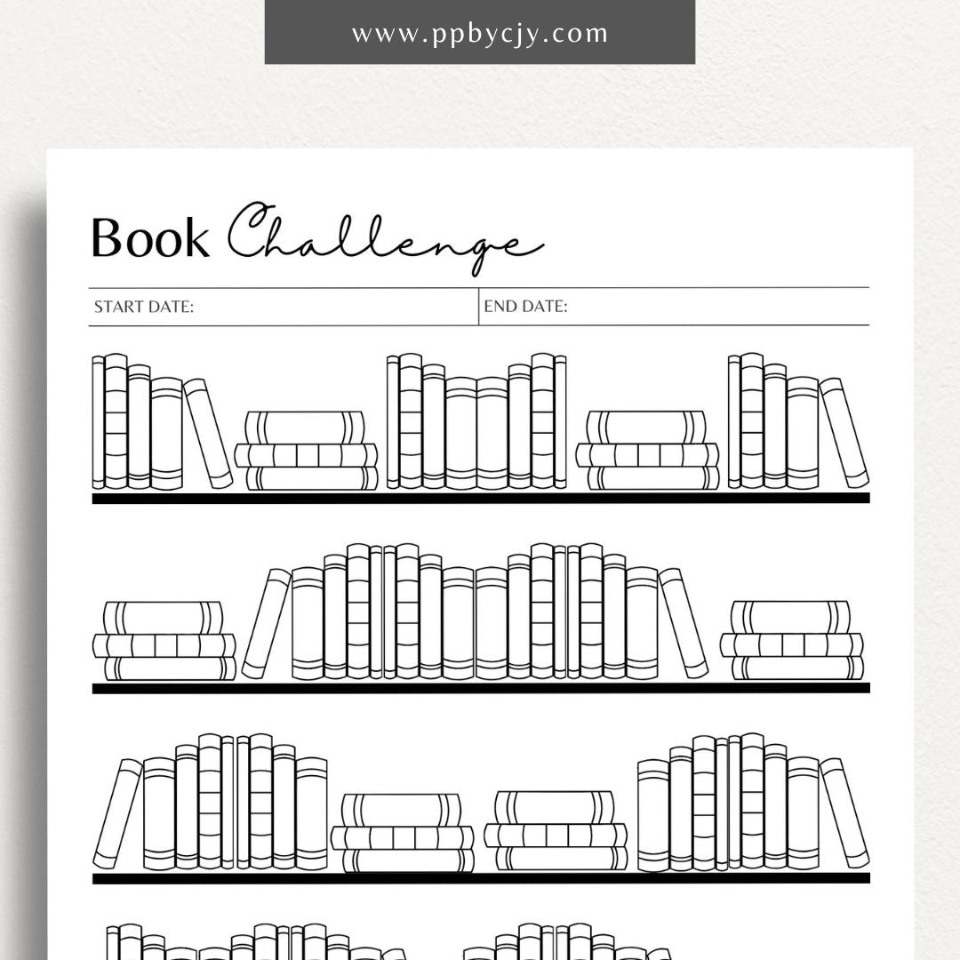 printable template page with columns and rows of books for a reading challenge