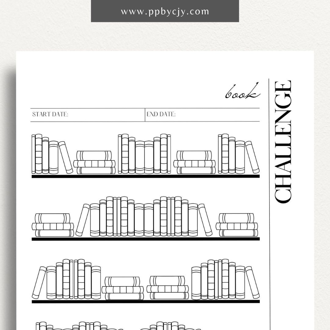 printable template page with columns and rows of books for a reading challenge