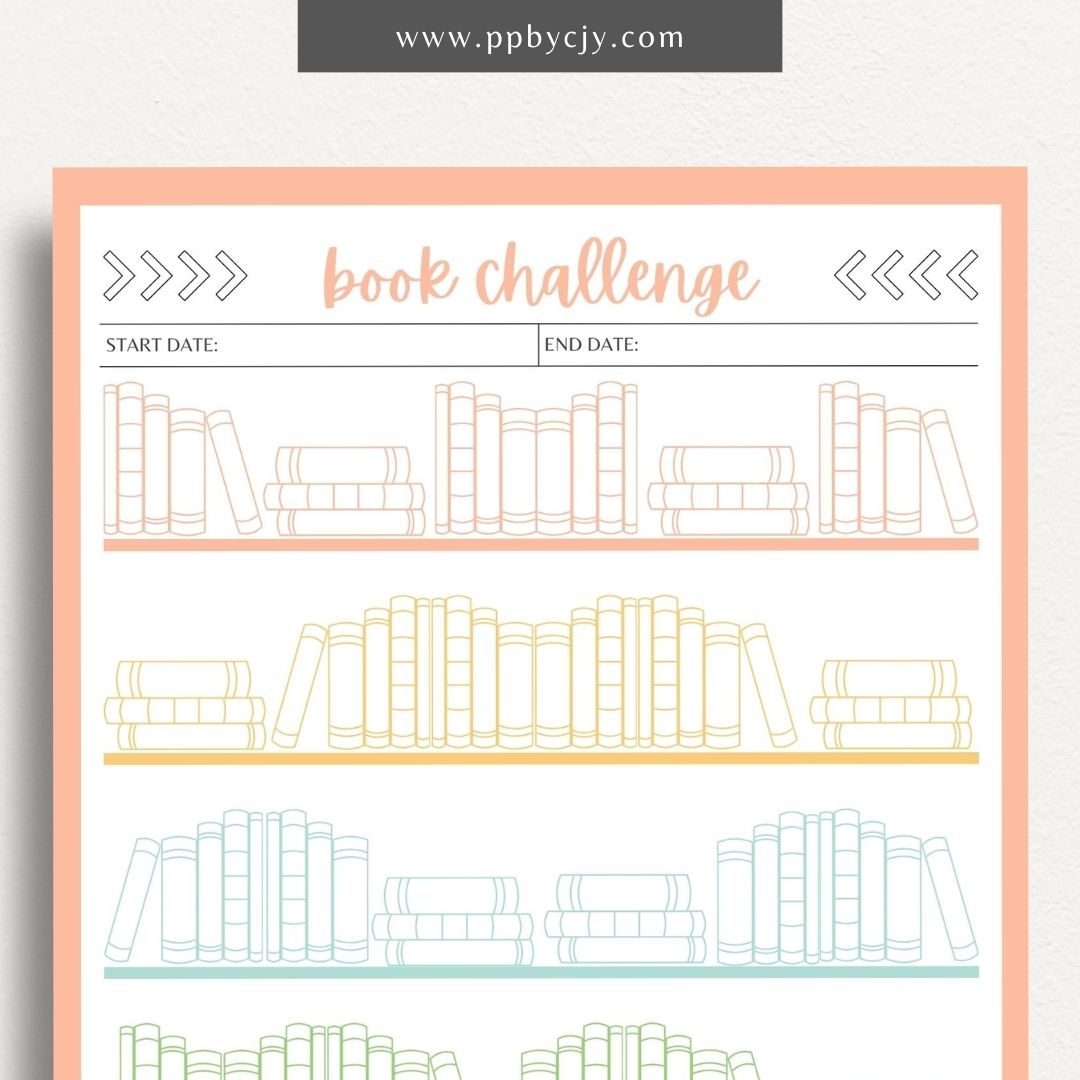 printable template page with columns and rows of books for a reading challenge