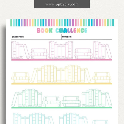 printable template page with columns and rows of books for a reading challenge