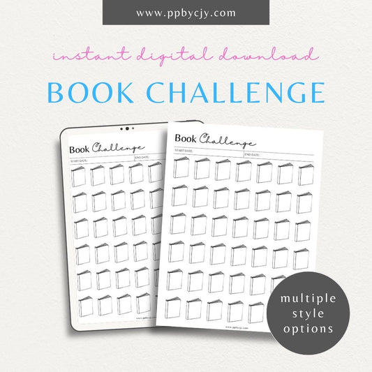 Book Reading Challenge Printable Template – Digital Download for Tracking and Motivating Your Reading Goals