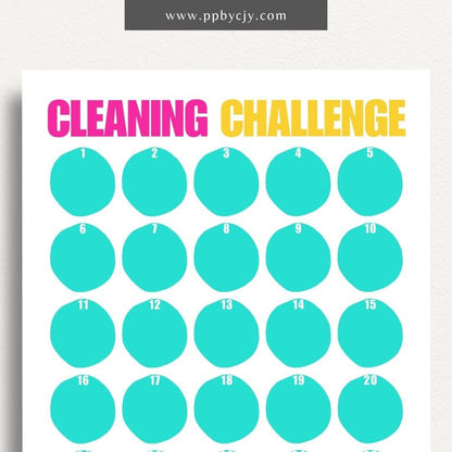 30 Day Cleaning Challenge Printable Template – Digital Download for Organizing and Tracking Daily Cleaning Tasks