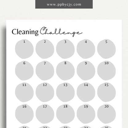 30 Day Cleaning Challenge Printable Template – Digital Download for Organizing and Tracking Daily Cleaning Tasks