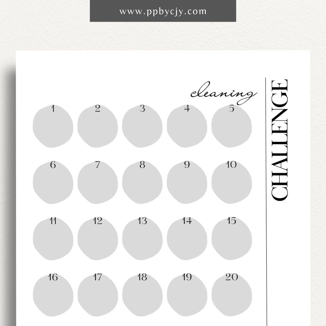 30 Day Cleaning Challenge Printable Template – Digital Download for Organizing and Tracking Daily Cleaning Tasks