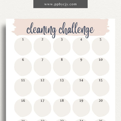 30 Day Cleaning Challenge Printable Template – Digital Download for Organizing and Tracking Daily Cleaning Tasks