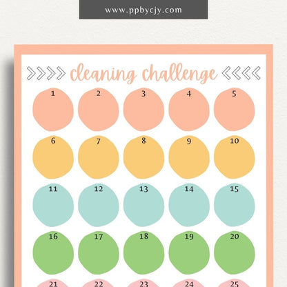 30 Day Cleaning Challenge Printable Template – Digital Download for Organizing and Tracking Daily Cleaning Tasks