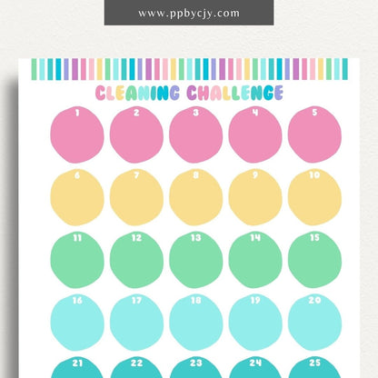 30 Day Cleaning Challenge Printable Template – Digital Download for Organizing and Tracking Daily Cleaning Tasks