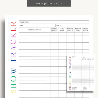 Craft Fair Tracker Printable Template – Digital Download for Organizing and Monitoring Craft Fair Details, Sales, and Inventory