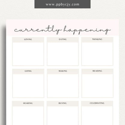 Currently Happening Printable Template – Digital Download for Tracking and Organizing Ongoing Events and Activities