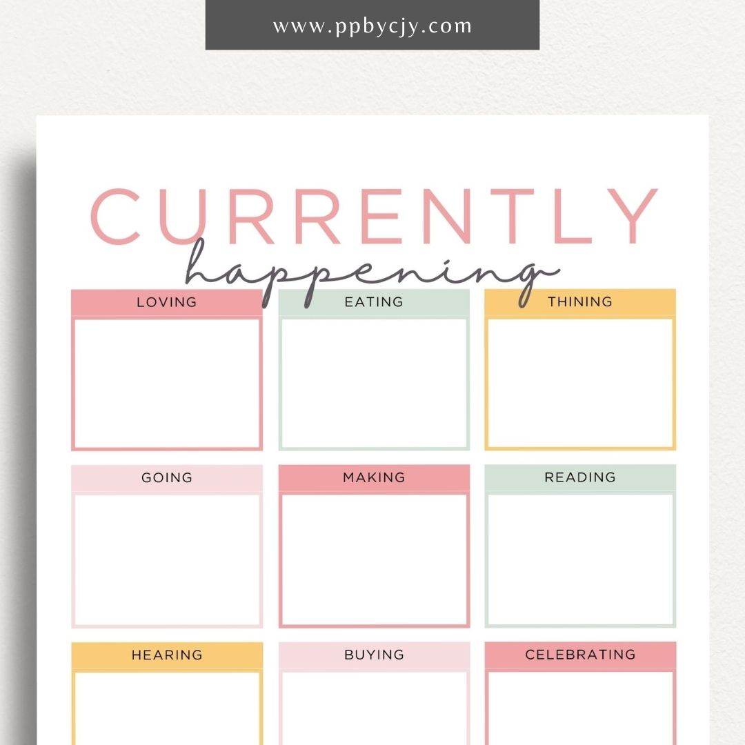 Currently Happening Printable Template – Digital Download for Tracking and Organizing Ongoing Events and Activities