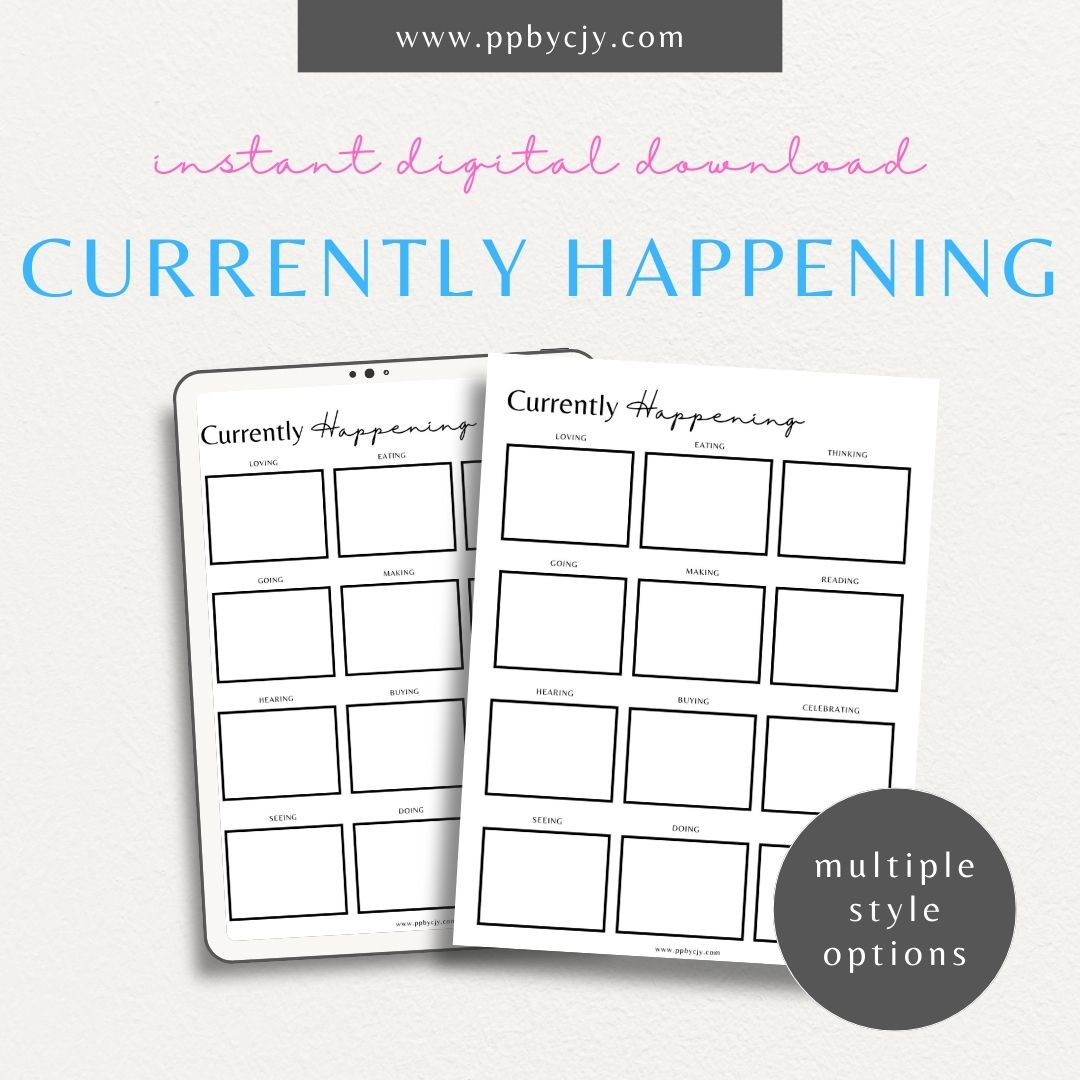 Currently Happening Printable Template – Digital Download for Tracking and Organizing Ongoing Events and Activities