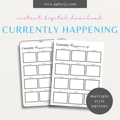 Currently Happening Printable Template – Digital Download for Tracking and Organizing Ongoing Events and Activities