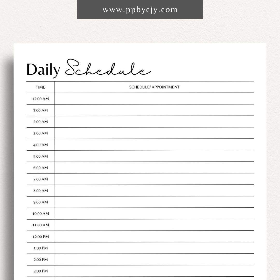 Daily Schedule Printable Template: Plan Your Day Effectively