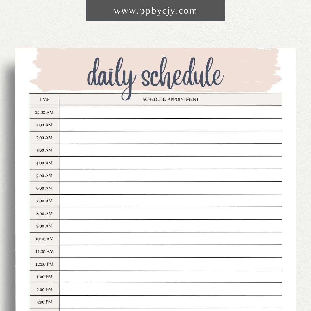  printable template page with columns and rows related to daily to do list