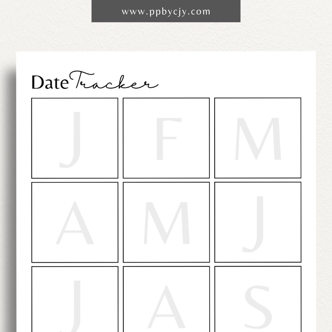  printable template page with columns and rows related to important date tracking