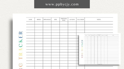 Egg Tracker Printable Template – Digital download for monitoring and recording egg production, storage, and freshness