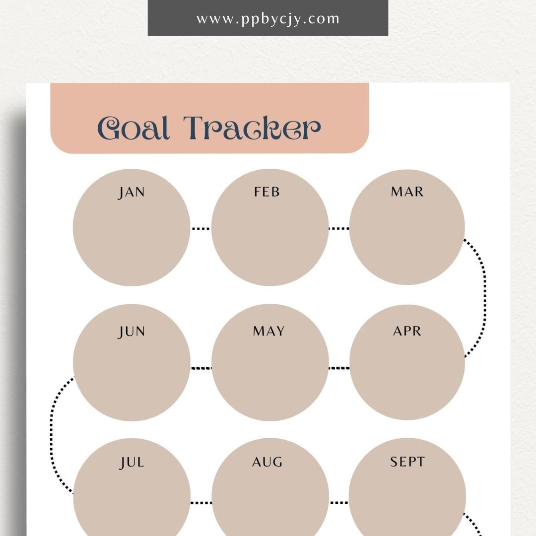 Goal Setting Tracker Printable Template – Digital download for planning, monitoring, and achieving personal or professional goals.