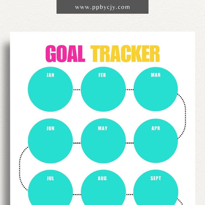 Goal Setting Tracker Printable Template – Digital download for planning, monitoring, and achieving personal or professional goals.