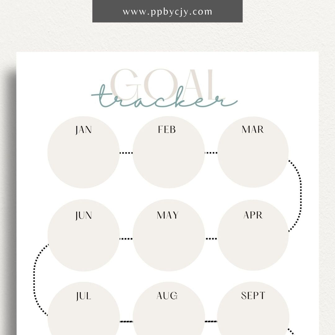 Goal Setting Tracker Printable Template – Digital download for planning, monitoring, and achieving personal or professional goals.