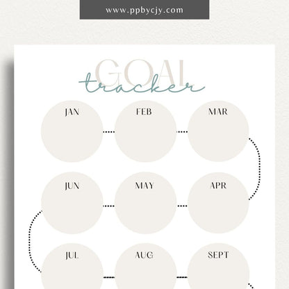 Goal Setting Tracker Printable Template – Digital download for planning, monitoring, and achieving personal or professional goals.