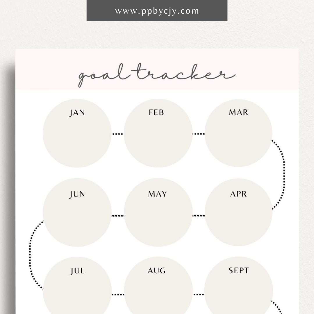 Goal Setting Tracker Printable Template – Digital download for planning, monitoring, and achieving personal or professional goals.