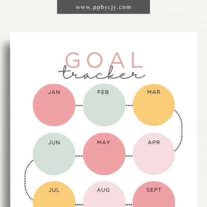 Goal Setting Tracker Printable Template – Digital download for planning, monitoring, and achieving personal or professional goals.