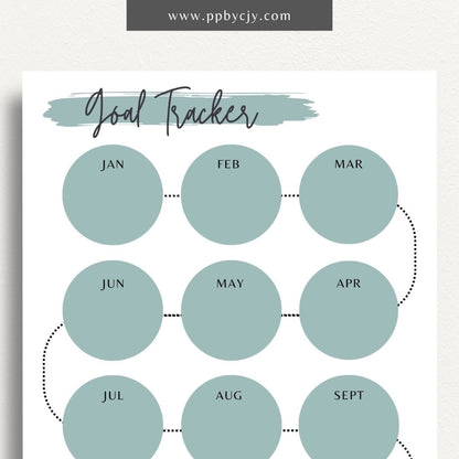 Goal Setting Tracker Printable Template – Digital download for planning, monitoring, and achieving personal or professional goals.