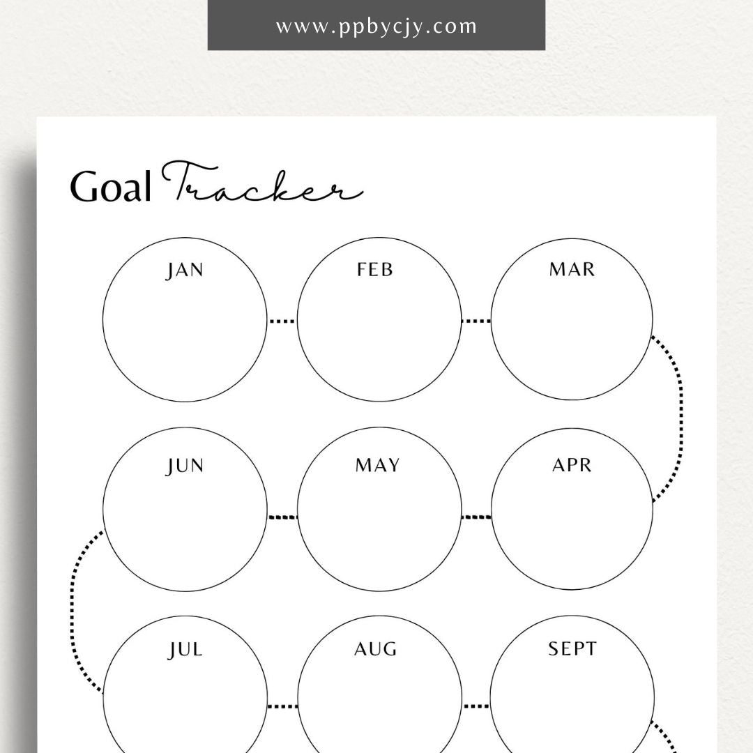 Goal Setting Tracker Printable Template – Digital download for planning, monitoring, and achieving personal or professional goals.