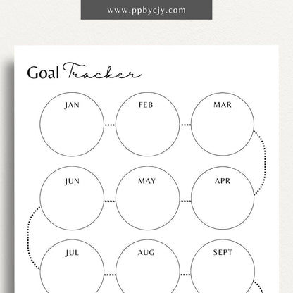 Goal Setting Tracker Printable Template – Digital download for planning, monitoring, and achieving personal or professional goals.