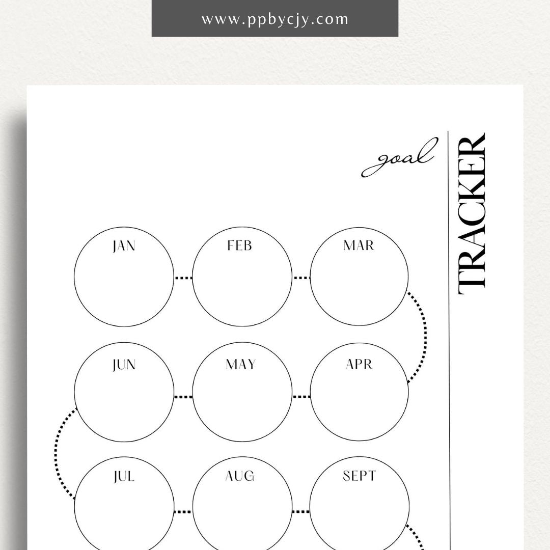 Goal Setting Tracker Printable Template – Digital download for planning, monitoring, and achieving personal or professional goals.