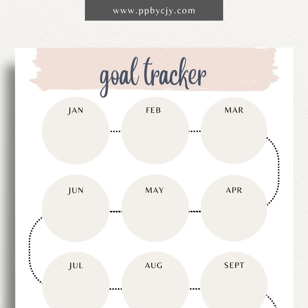 Goal Setting Tracker Printable Template – Digital download for planning, monitoring, and achieving personal or professional goals.