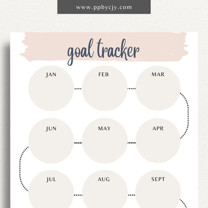 Goal Setting Tracker Printable Template – Digital download for planning, monitoring, and achieving personal or professional goals.