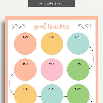 Goal Setting Tracker Printable Template – Digital download for planning, monitoring, and achieving personal or professional goals.