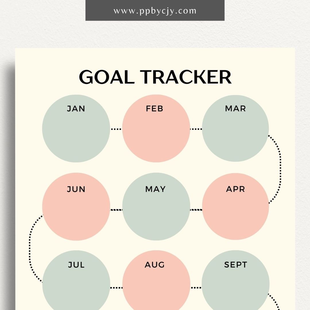 Goal Setting Tracker Printable Template – Digital download for planning, monitoring, and achieving personal or professional goals.