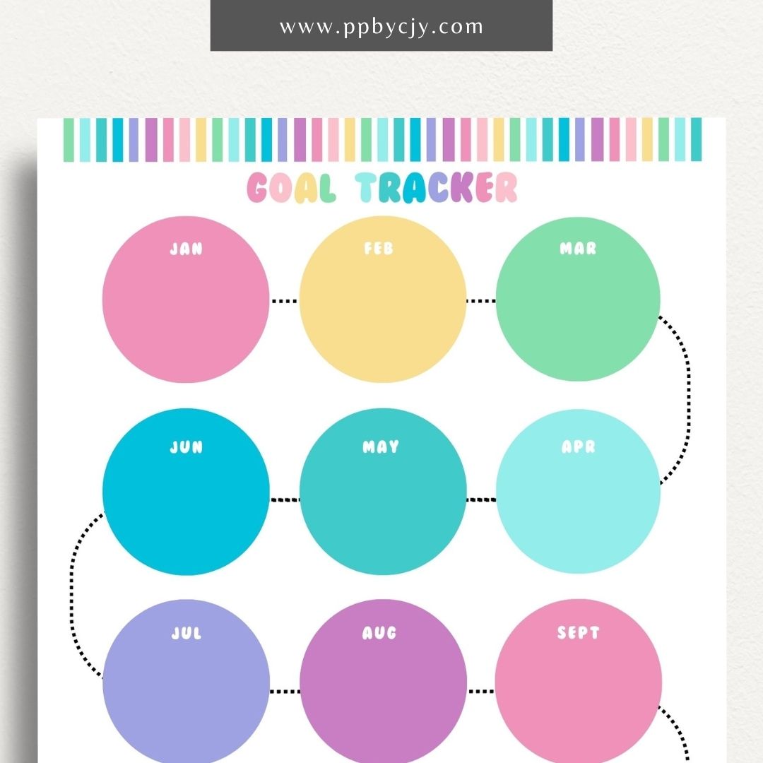 Goal Setting Tracker Printable Template – Digital download for planning, monitoring, and achieving personal or professional goals.