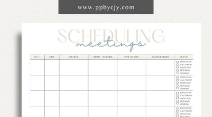 Schedule Meetings Printable Template – Digital download for organizing and planning meeting dates, times, and agendas