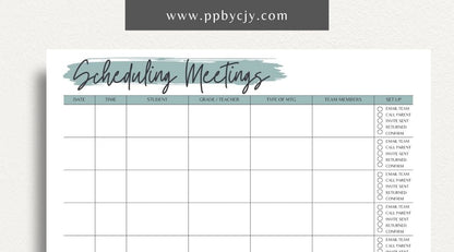 Schedule Meetings Printable Template – Digital download for organizing and planning meeting dates, times, and agendas