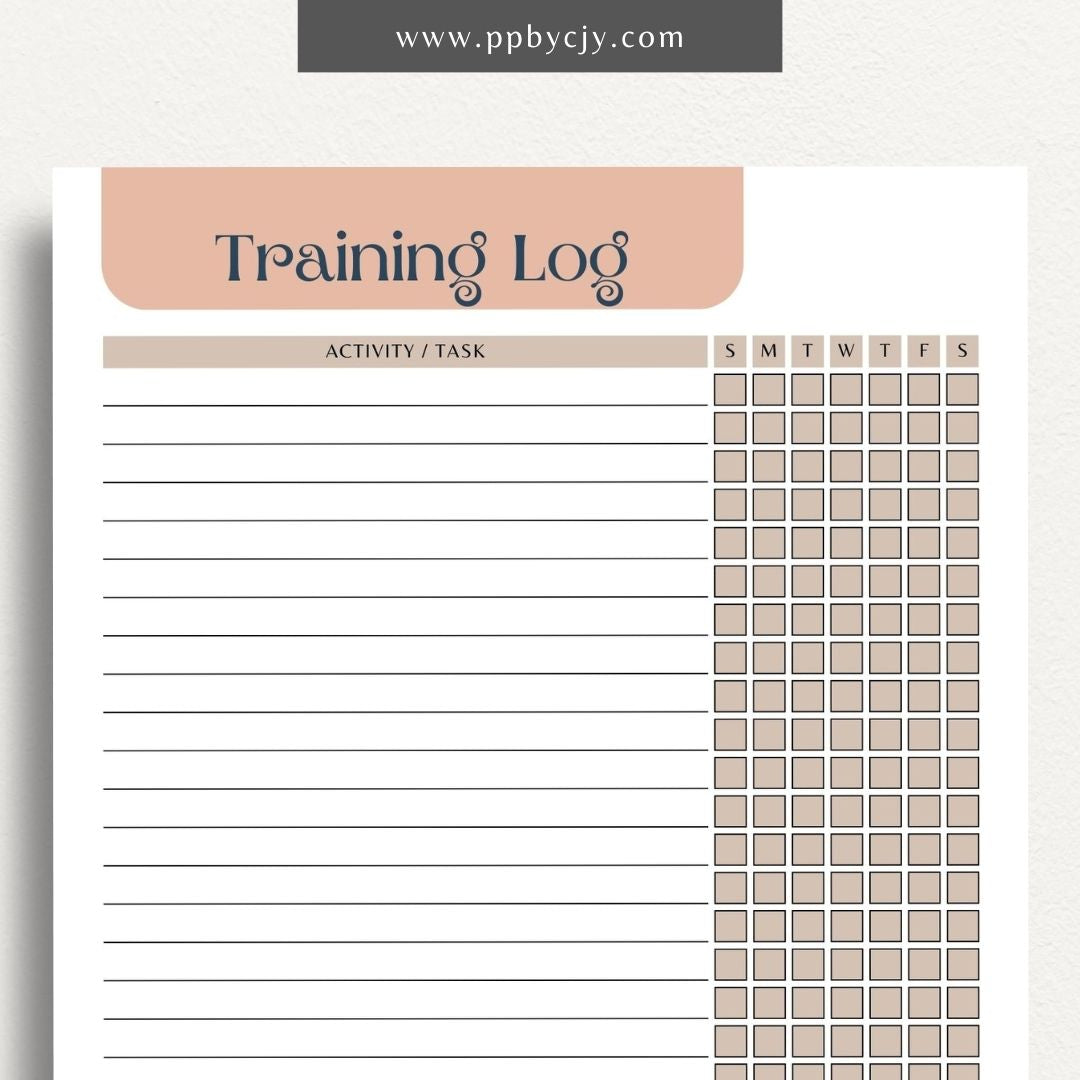 Weekly Animal Training Log Printable Template – Digital download for tracking and recording animal training sessions, including dates, activities, progress, and notes