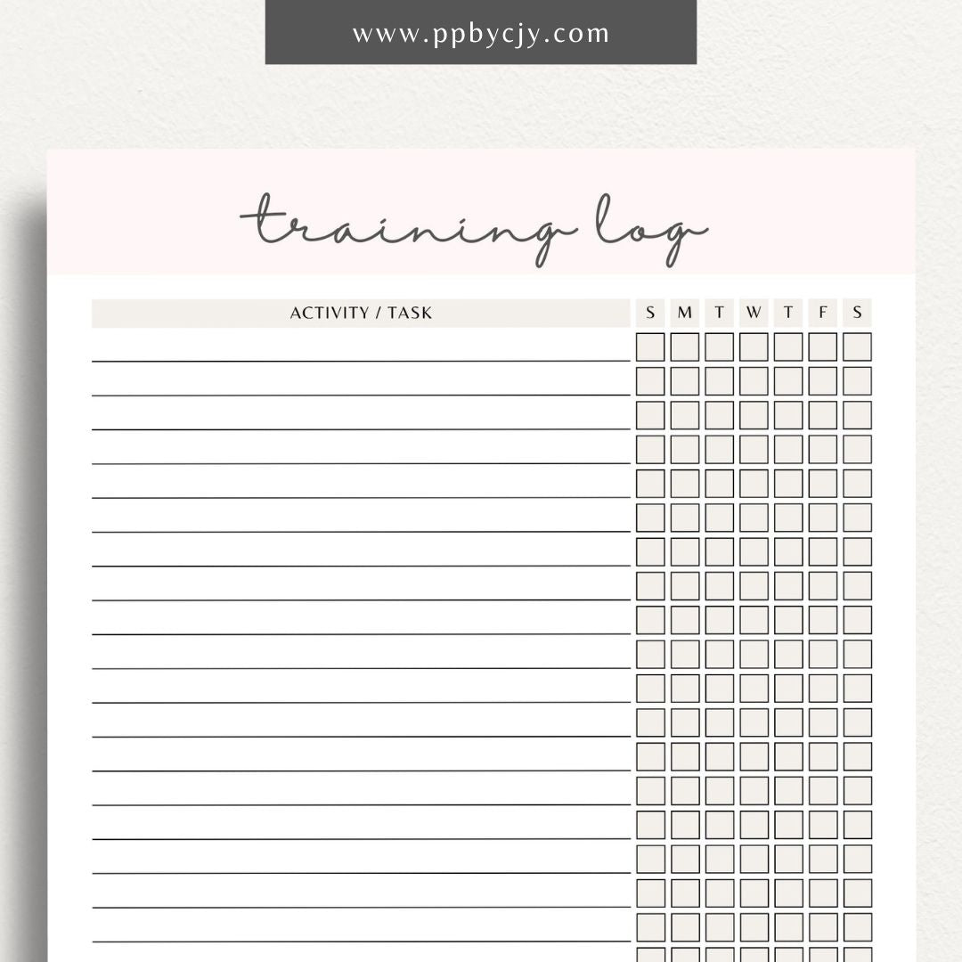 Weekly Animal Training Log Printable Template – Digital download for tracking and recording animal training sessions, including dates, activities, progress, and notes