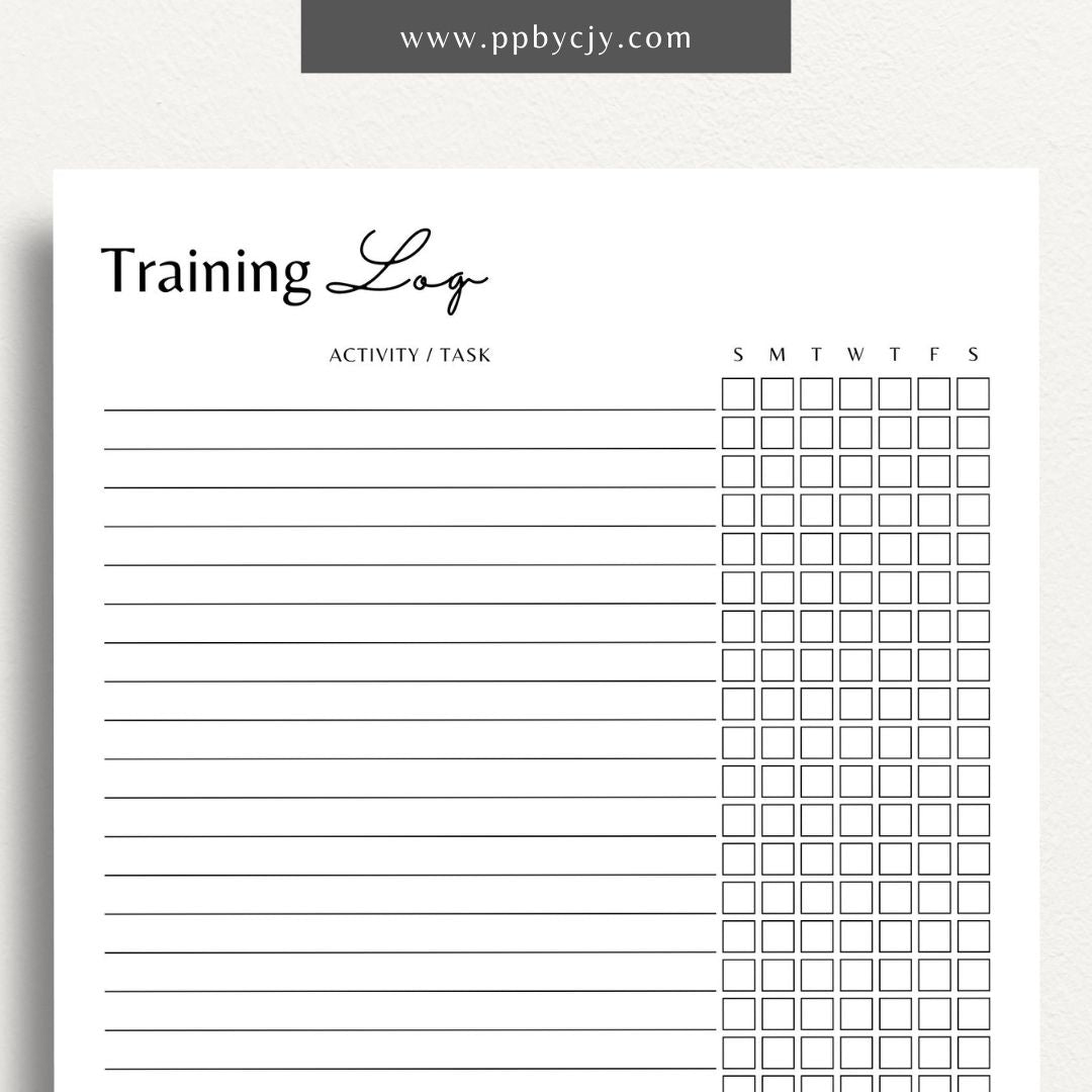 Weekly Animal Training Log Printable Template – Digital download for tracking and recording animal training sessions, including dates, activities, progress, and notes