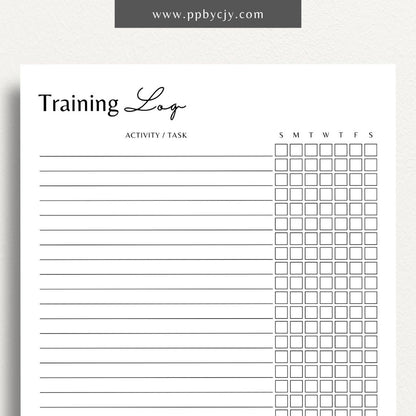 Weekly Animal Training Log Printable Template – Digital download for tracking and recording animal training sessions, including dates, activities, progress, and notes