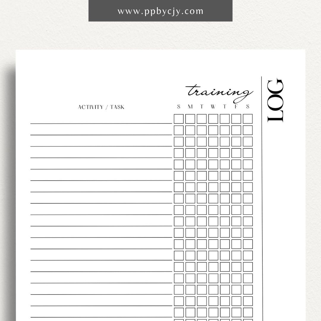 Weekly Animal Training Log Printable Template – Digital download for tracking and recording animal training sessions, including dates, activities, progress, and notes