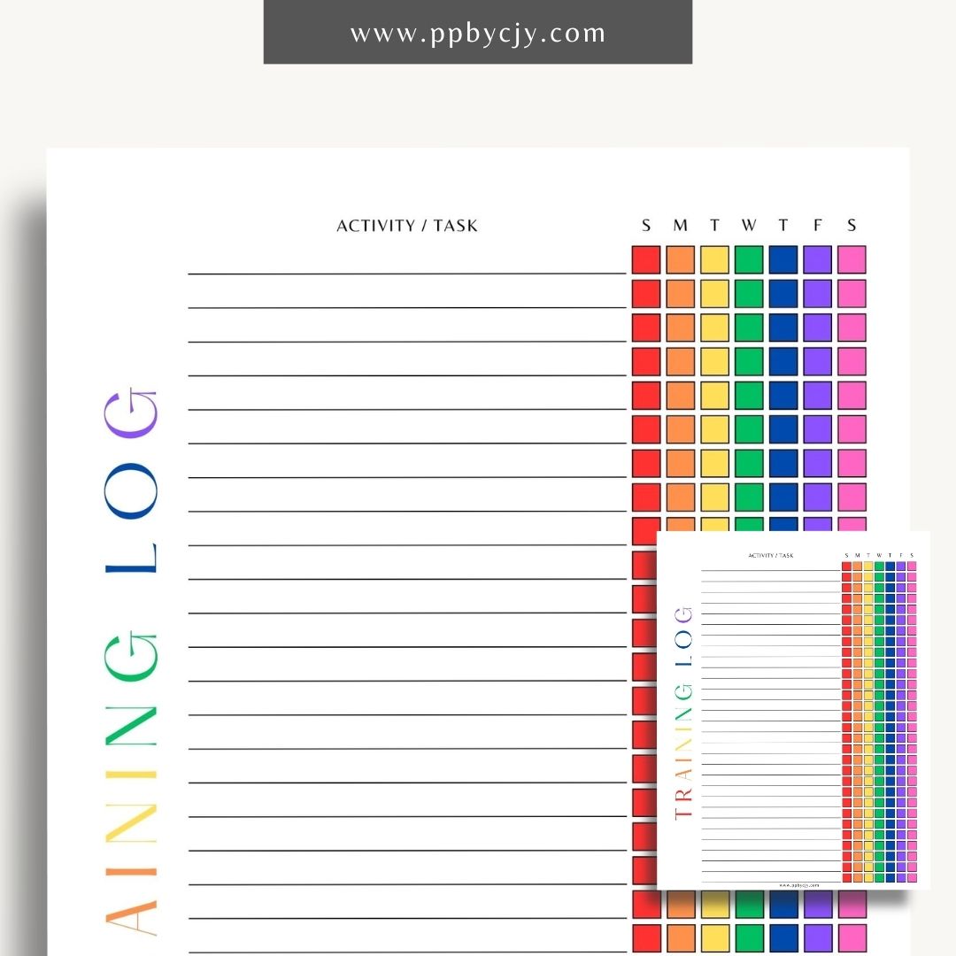 Weekly Animal Training Log Printable Template – Digital download for tracking and recording animal training sessions, including dates, activities, progress, and notes