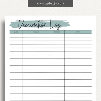 Pet Vaccination Record Printable Template – Digital download for tracking your pet's vaccination history and schedules