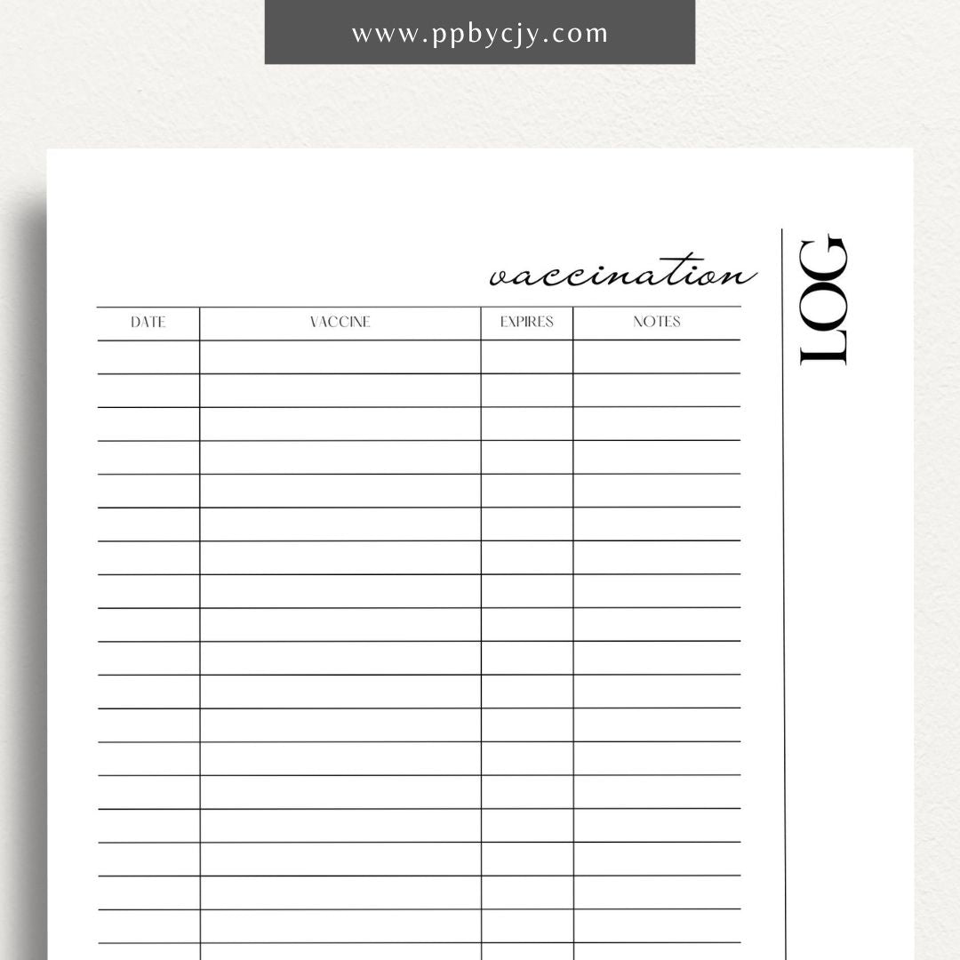 Pet Vaccination Record Printable Template – Digital download for tracking your pet's vaccination history and schedules