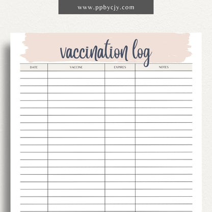 Pet Vaccination Record Printable Template – Digital download for tracking your pet's vaccination history and schedules