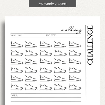 printable template page with columns and rows related to walking tracking